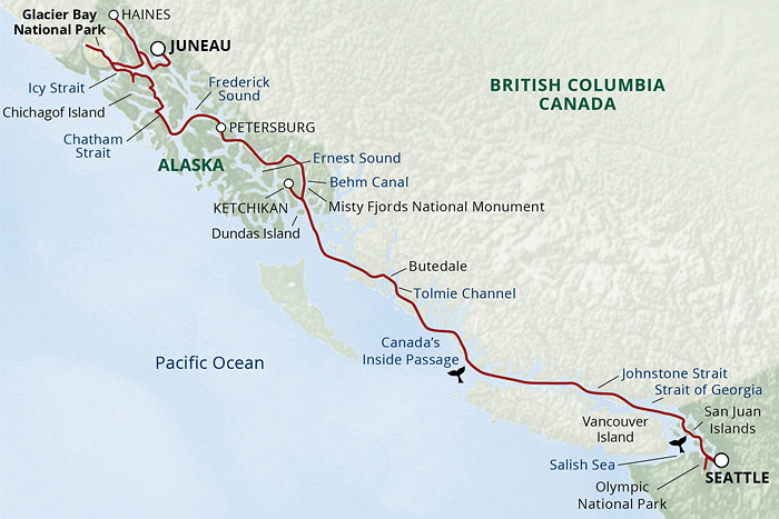 Uncruise Alaska Alaska S Inside Passage San Juans Cruise   Map Uncruise Usa Inside Passage San Juan 700x467 